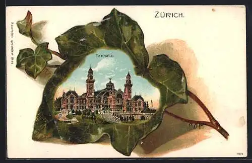 Passepartout-Lithographie Zürich, Tonhalle im Laubblatt