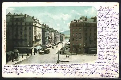 AK Genève, Rue du Mont Blanc, Hotel Suisse