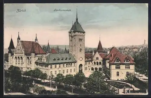 AK Zürich, Blick auf das Landesmuseum