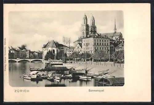 AK Zürich, Ruderboote am Sonnenquai