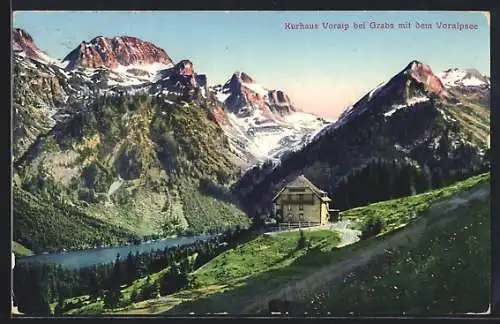 AK Grabs, Kurhaus Voralp mit dem Voralpsee