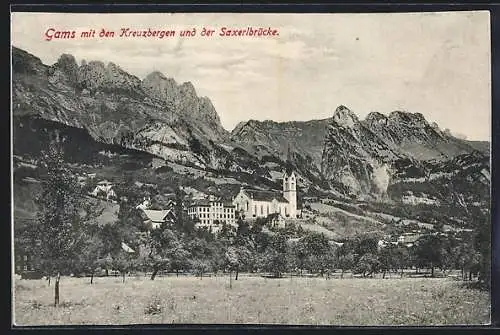 AK Gams, Blick mit den Kreuzbergen und der Saxerlbrücke