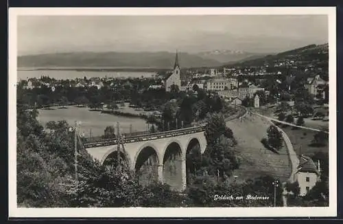 AK Goldach am Bodensee, Ortsansicht mit Viadukt