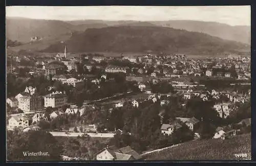 AK Winterthur, Stadtansicht aus der Vogelschau