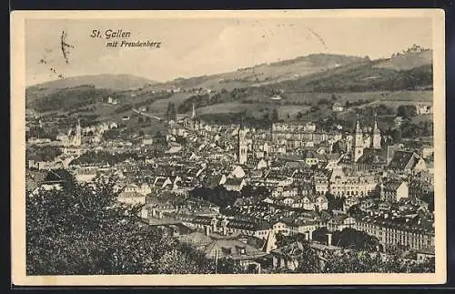 AK St. Gallen, Stadtpanorama mit Freudenberg