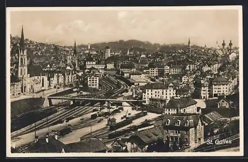 AK St. Gallen, Stadtansicht mit Verladebahnhof