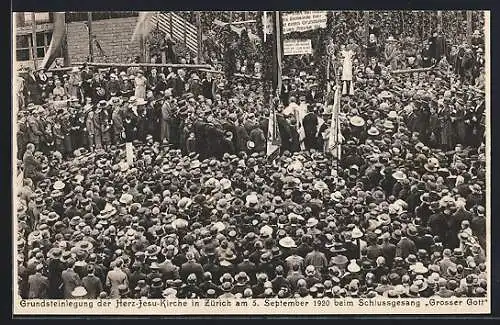 AK Zürich, Grundsteinlegung der Herz-Jesu-Kirche am 05. September 1920