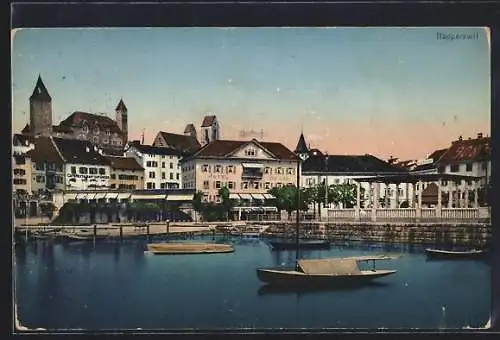 AK Rapperswil, Hafen mit Hotel du Lac und Café-Restaurant Zum Anker