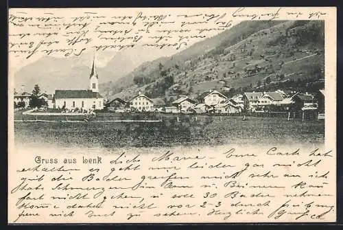 AK Lenk, Ortsansicht mit der Kirche im Tal