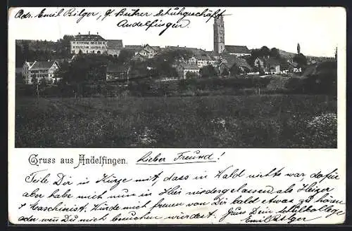 AK Andelfingen, Ortsansicht vom Feld aus