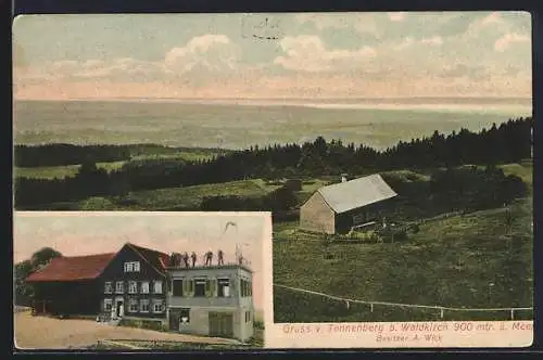 AK Waldkirch, Gasthaus Tannenberg, Panorama