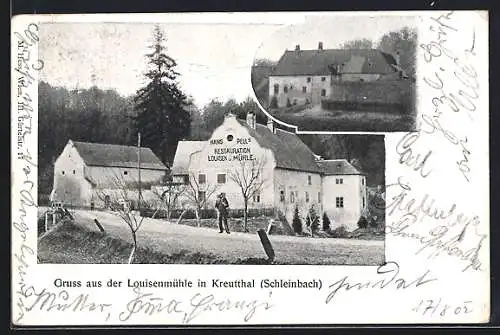 AK Schleinbach, Restaurant Louisenmühle im Kreutthal, Gebäudeansicht