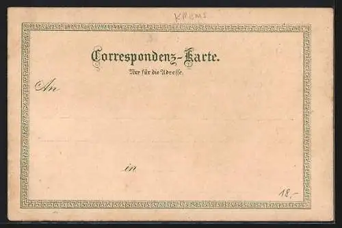 Lithographie Göttweig-Furth, Ortsansicht von oben, Stift Göttweig, St. Blasius-Kapelle