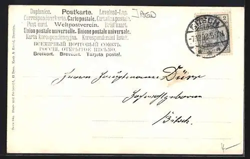 Künstler-AK M.Müller jun.: Landschaftspanorama mit Wildvogel, Um 1900