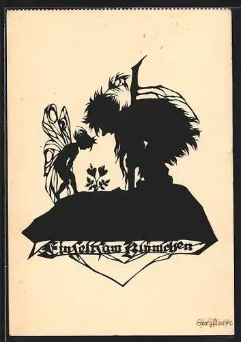 Künstler-AK Georg Plischke: Elfe und Troll betrachten Herzensblume