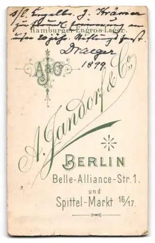 Fotografie A. Jandorf & Co., Berlin, Belle-Alliance-Str. 1, Porträt eines Herren mit Bart