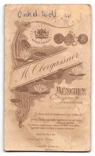 Fotografie M. Obergassner, München, Kaufingerstr. 14, Porträt bayerischer Gardesoldat in Uniform