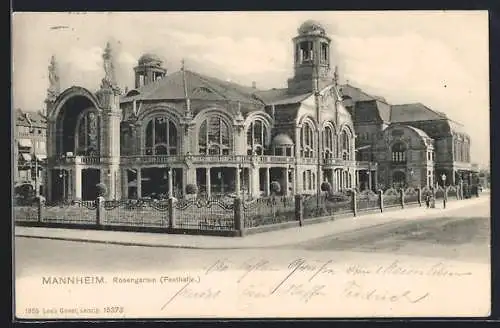 AK Mannheim, Rosengarten, Festhalle mit Strasse