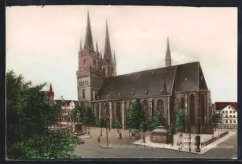 AK Cassel, Martinskirche mit Denkmal aus der Vogelschau