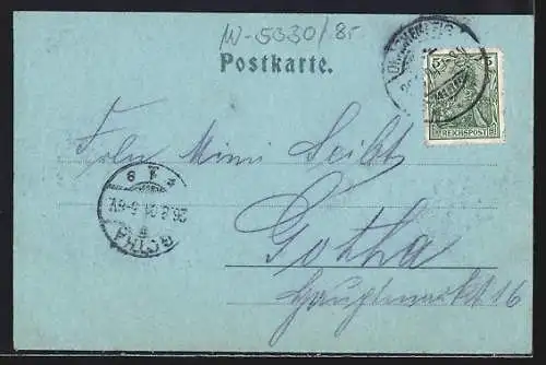 Mondschein-AK Nonnenwerth, Ortsansicht mit Drachenfels