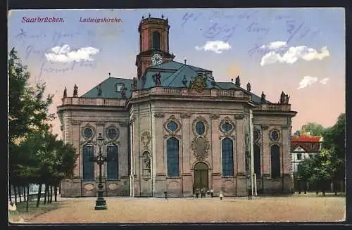 AK Saarbrücken, Partie an der Ludwigskirche