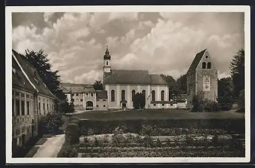 AK Wessobrunn, Dorfkirche und Römerturm