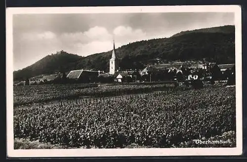 AK Oberhambach / Rheinpfalz, Ortsansicht mit der Kirche vom Feld aus