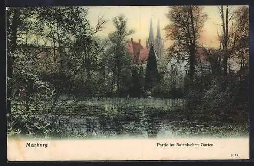 AK Marburg, Botanischer Garten mit Kirche