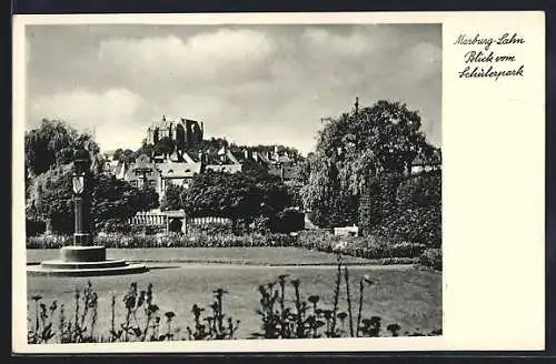 AK Marburg /Lahn, Blick vom Schülerpark auf das Schloss