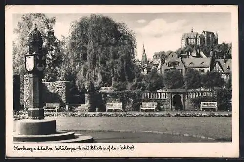 AK Marburg a. d. Lahn, Schülerpark mit Blick auf das Schloss