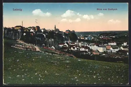 AK Leisnig, Blick vom Stadtpark auf den Ort