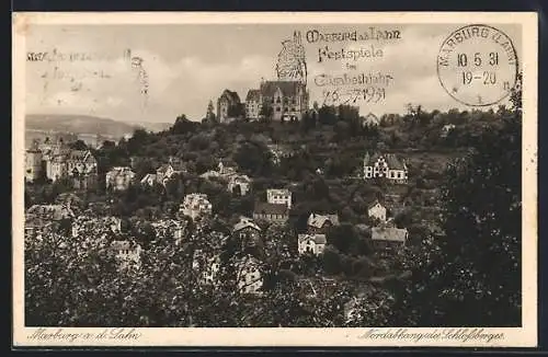 AK Marburg a. d. Lahn, Festspiele im Elisabethjarh 1931, Nordabhang des Schlossberges