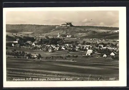 AK Poysbrunn /N.-Oe., Blick gegen Falkenstein mit Ruine