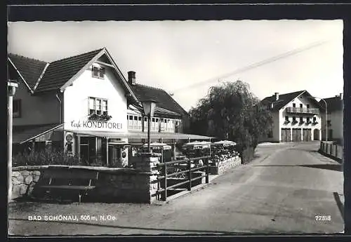 AK Bad Schönau, Strassenpartie mit Cafe Konditorei