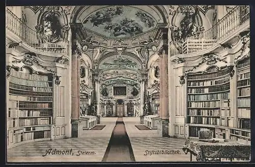 AK Admont /Steierm., Innenansicht der Stiftsbibliothek