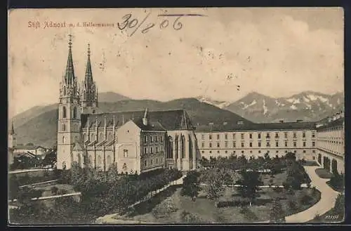 AK Admont, Kirche mit Blick auf die Hallermauern