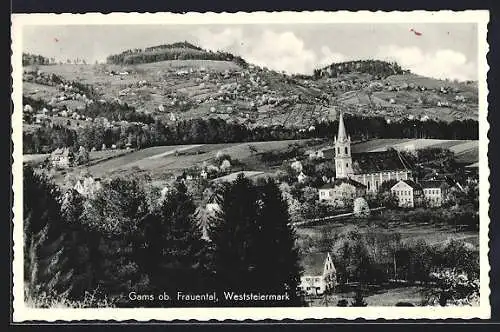 AK Gams ob Frauental, Ortsansicht mit Bergpanorama