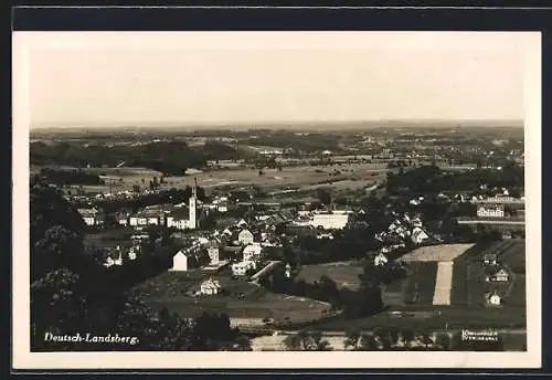 AK Deutsch-Landsberg, Ortsansicht mit umliegenden Feldern