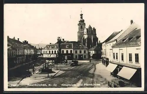 AK Neunkirchen /N.-Oe., Hauptplatz und Pfarrkirche