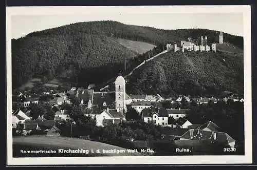 AK Kirchschlag i. d. buckligen Welt, Ortsansicht mit Burgruine