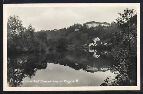 AK Drosendorf a. d. Thaya, Seepartie mit Schloss