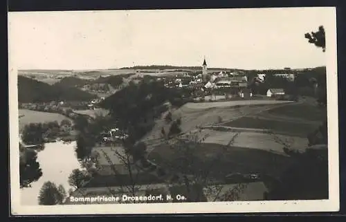 AK Drosendorf /N.-Oe., Ortsansicht mit Flusspartie