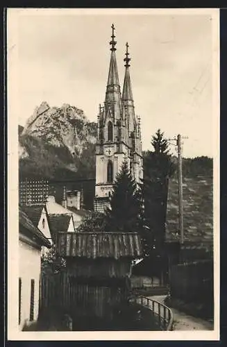 AK Admont, Ortspartie mit Stiftskirche