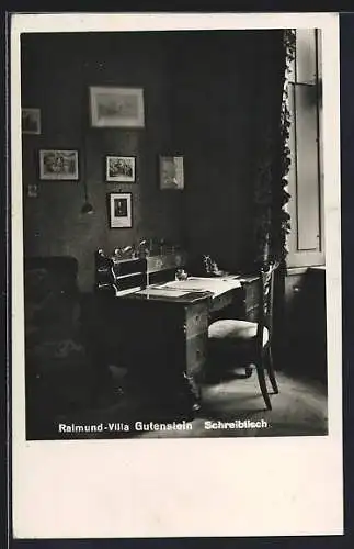 AK Gutenstein, Raimund-Villa, Innenansicht mit Schreibtisch