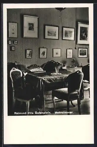 AK Gutenstein, Wohnzimmer in der Raimund-Villa