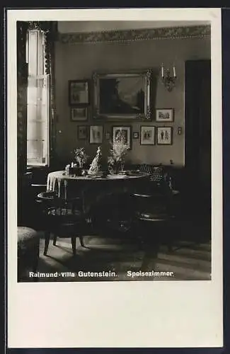 AK Gutenstein, Speisezimmer in der Raimund-Villa