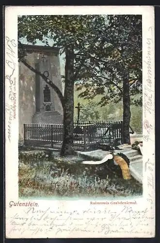 AK Gutenstein, Raimunds-Grabdenkmal, um 1900