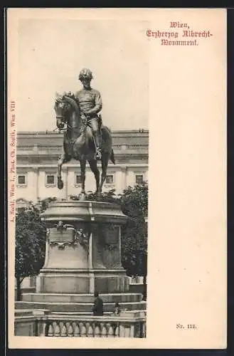 AK Wien, Erzherzog Albrecht-Monument mit Reiterstatue