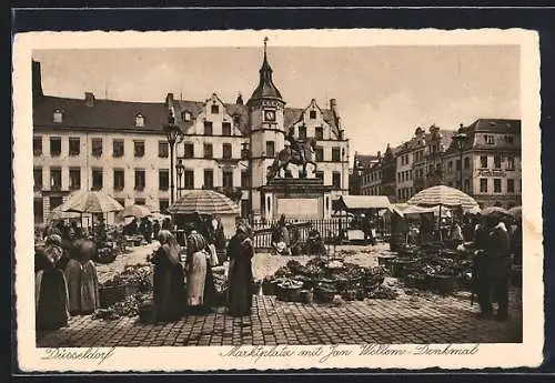 AK Düsseldorf, Marktplatz mit Jan Wellem-Denkmal