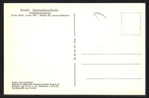 AK Berlin-Charlottenburg, Die Deutschlandhalle, Fliegeraufnahme